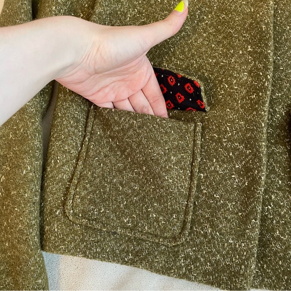 A New Day Green Metallic Wool Blend Lady Jacket ✨ - Picture 3 of 16